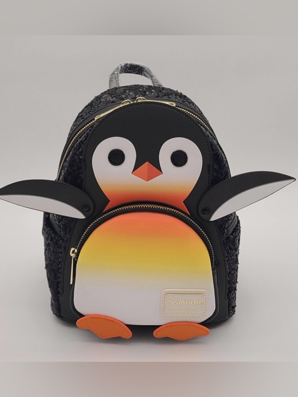 Loungefly SeaWorld Parks Exclusive Sequin Penguin Figural Mini Backpack